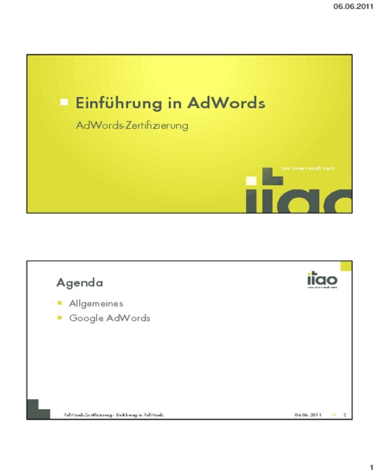 Präsentation über AdWords-Zertifizierung