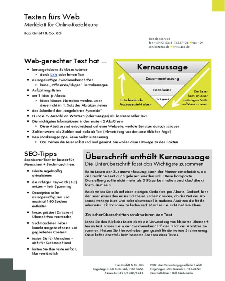 Dokument über Web-gerechtes Schreiben