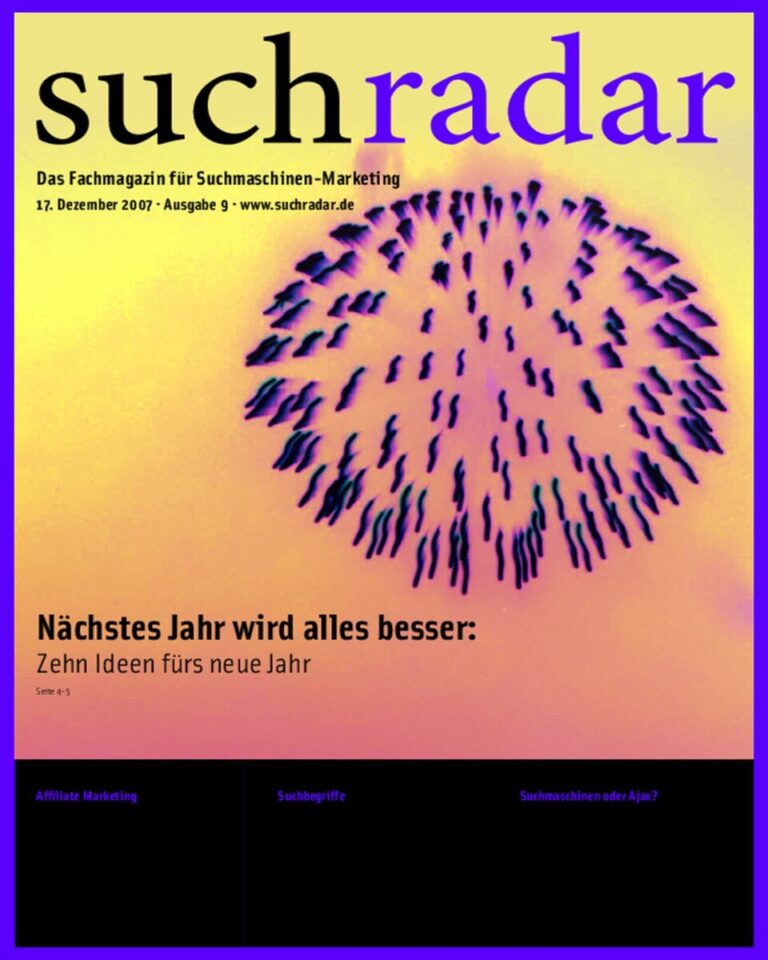 Deckblatt des Fachmagazins Suchradar vom 17. Dezember 2007