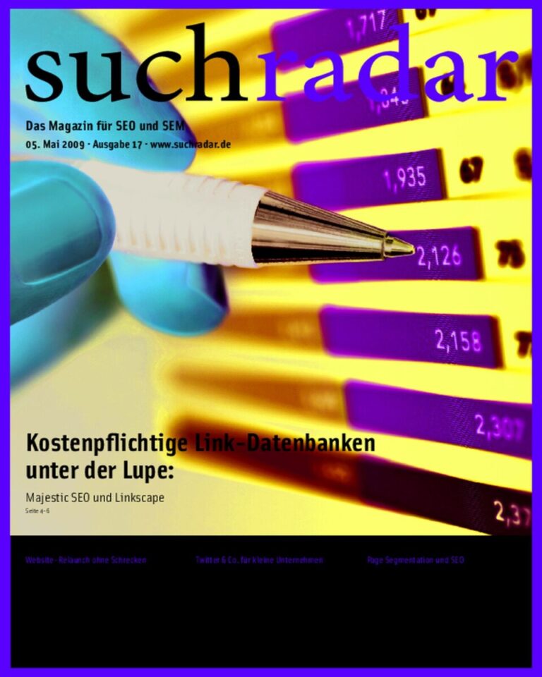 Deckblatt des Magazins Suchradar für SEO und SEM.