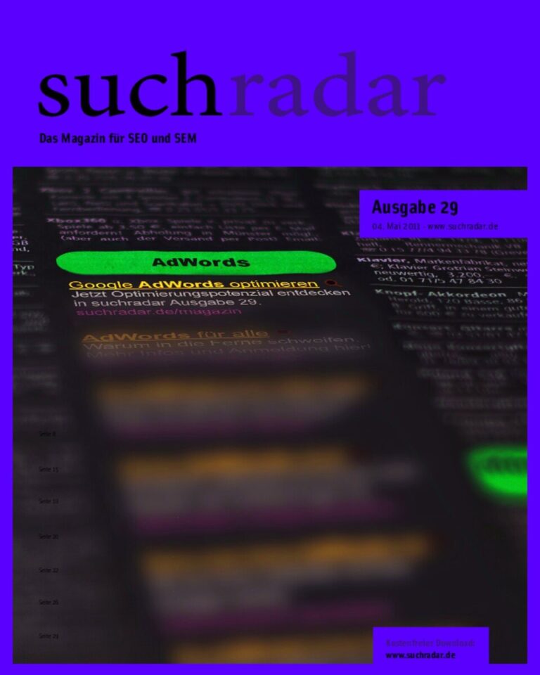 Cover des Magazins suchradar für SEO und SEM