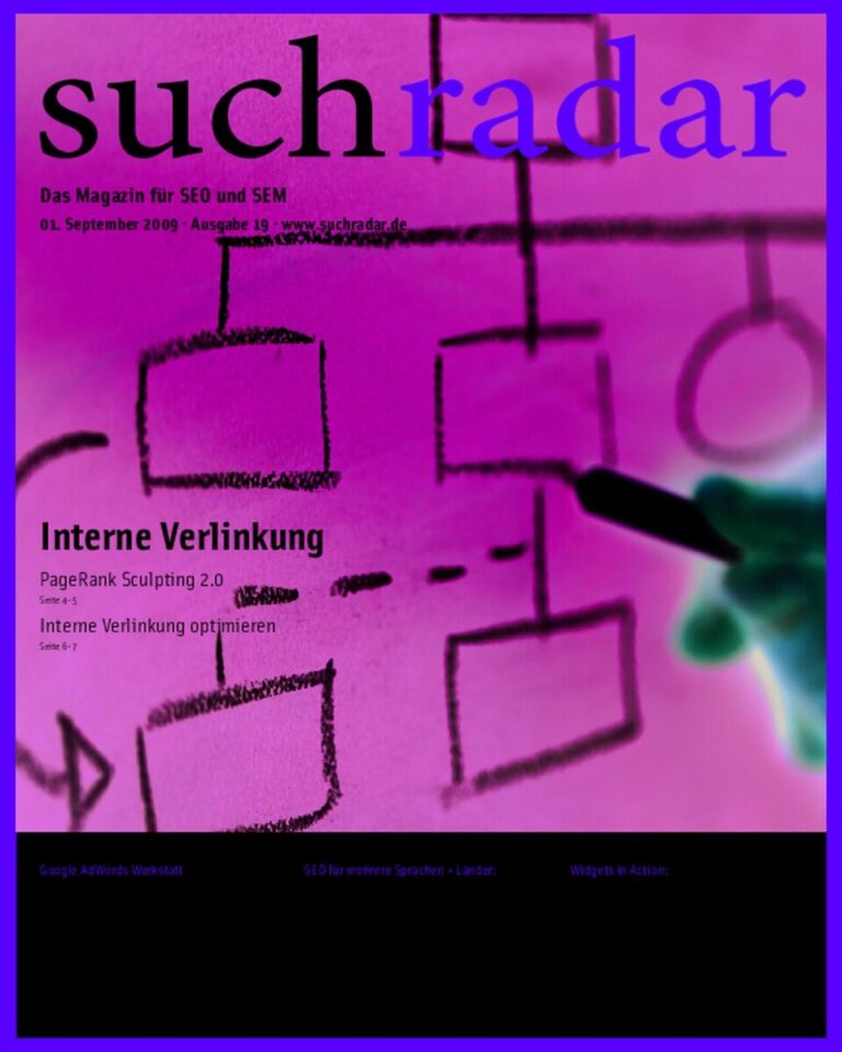 Cover des Magazins suchradar mit Fokus auf interne Verlinkung