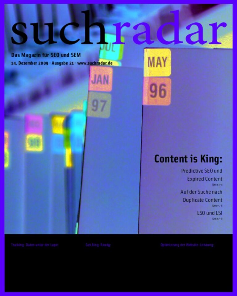 Deckblatt des Suchradar Magazins für SEO und SEM