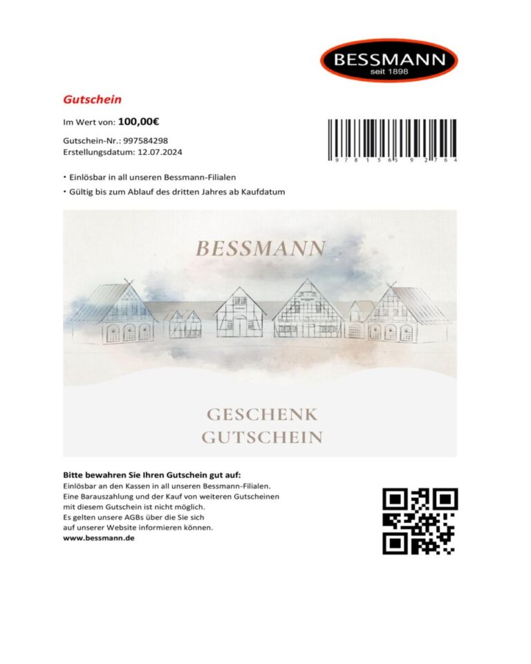 BESSMANN Gutschein im Wert von 100,00€